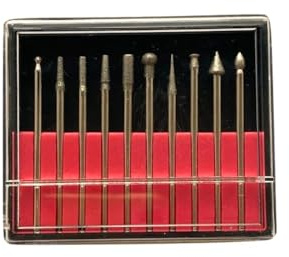 Juego de 10 fresas de diamante montadas, grano 150, 2,35 mm