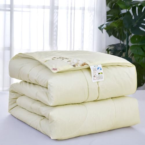 All Season Silk Comforter/Duvet/Quilt, Luxury Bedding Quilted Quilt, Fluffy and Cozy (Yellow,180 * 220cm/4kg)