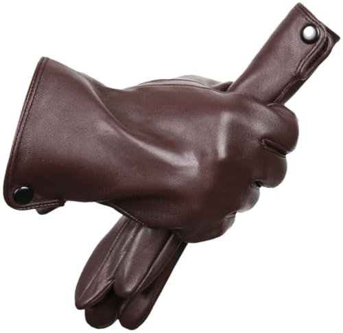 Damen Winterhandschuhe für Schaffell Handschuhe Warm halten Winterhandschuhe Lederhandschuhe Braun 9