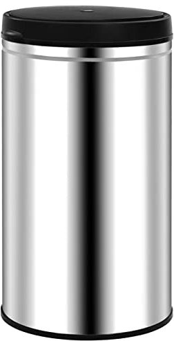 Gecheer Poubelle à capteur 60L - Ouverture Automatique, Acier Inoxydable, Compatible avec Sacs, Dimensions 36 x 66 cm, LED, sans Piles
