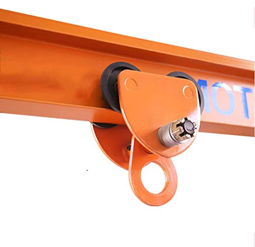 Robuster manueller Rollwagen, 0,5/1/2/3/5 Tonnen Kapazität, Doppelräder, Schubbalken, Garage, einfacher Hebebügel, verstellbare I-Trägerbreite für geraden, gebogenen I-Träger