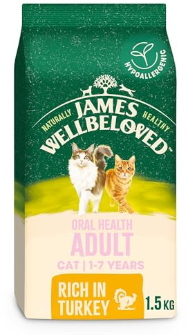 James Wellbeloved Hypoallergenic Dry Cat Food for Adult Cats Oralcare Turkey 1.5 kg