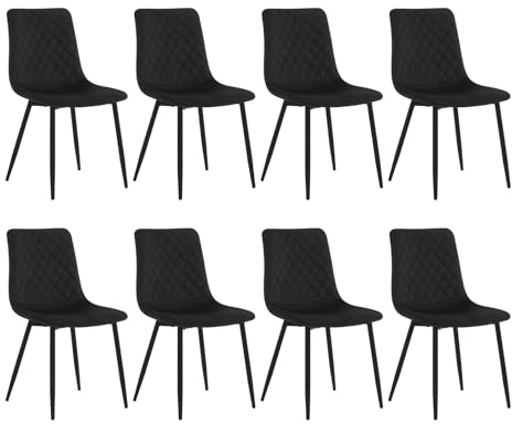 EUGAD Esszimmerstühle 8er Set Samt Schwarz | Metallbeine 150 kg Polsterstuhl Für Esszimmer Akzentstuhl