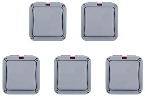 ISKDJBJG 5X Interruttore Elettrico da Parete IP66 220V Luce Impermeabile Pulsante di Sicurezza On/Off con Fissaggio Notturno Nell'Alimentazione del PC(A)