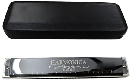 DVCSDE Professionelle C 24-Loch Mundharmonika Tremolo Mundharmonika Mit Koffer Musikinstrument