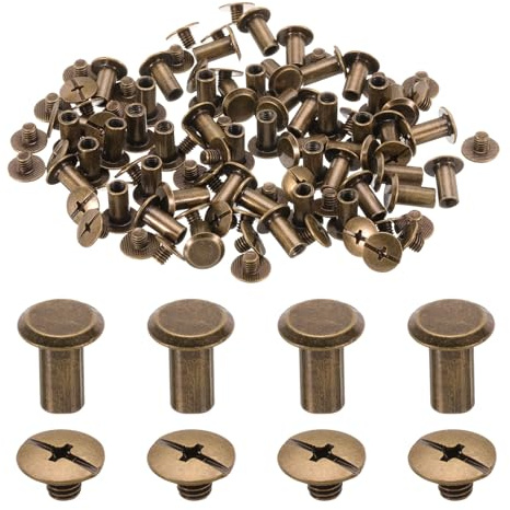 QUARKZMAN 50 set M5 x 10 mm Chicago viti in metallo per fai da te bronzo | viti di rilegatura post chiodo rivetto vite perno rivetti, cintura borsa artigianato legatoria, con testa a croce