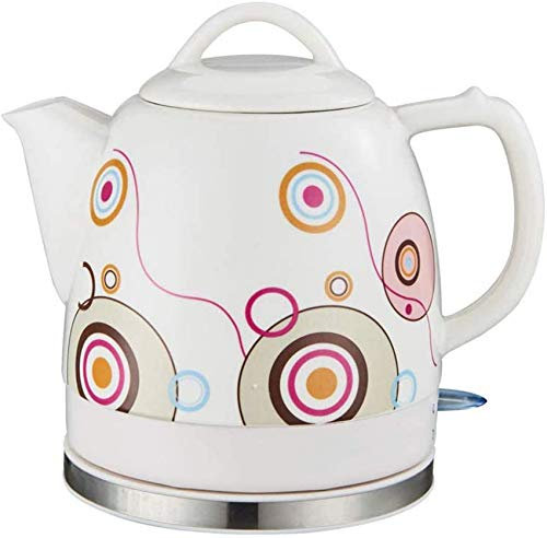 Tetera de agua inalámbrica de hervidor de cerámica, jarra de tetera-retro de tetera, 1000 W de agua rápido para té, café, sopa, base removible de avena, apagado automático, protección de seco de