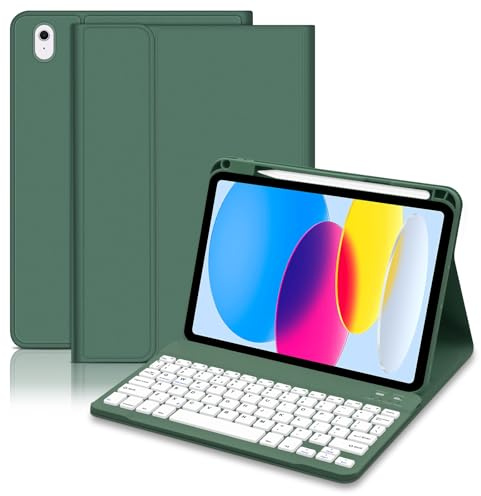 Lielax Funda de Teclado para iPad A16 de 11ª generación 2025 de 11 Pulgadas y iPad de 10ª generación 2022 de 10.9 Pulgadas, Funda magnética Desmontable con Soporte para lápices para iPad 11/10