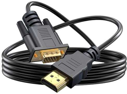 VIVIWI Câble HDMI vers VGA - Adaptateur HDMI vers VGA - Connecteurs plaqués or pour écrans d'ordinateur, projecteurs HDTV Plug and Play