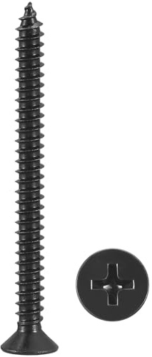 METALLIXITY Countersunk Phillips Wood Screws (#8x2) 60Pcs, Carbon Steel Coarse Thread Phillips Drive Flat Head Wood Screws - for Furniture Installation Repair, Black