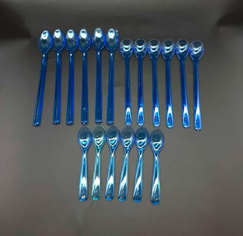 Set di 18 cucchiai di plastica 12/18/21 cm, in TP, blu