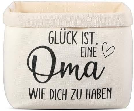Xuniea Geschenke für Oma Geburtstag Geschenkkorb Leer Brotkorb aus Stoff | Glück ist, eine Oma wie dich zu haben, Best Oma Geschenk, Brötchenkorb Brottasche, Präsentkorb Leer, Großmutter Geschenk