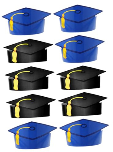 INOOMP 10 piezas Gorros de Graduación para Fiesta y Decoración Colores Negro y Azul Accesorios para Fotos y Celebraciones Escolares