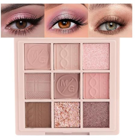 BelleVive Matt schimmerndes Nude-Braun-Lidschatten-Palette, Make-up, langanhaltender, wasserfester Lidschatten, 9 mischbare Farbtöne in glatten, matten und schimmernden Finishes, 04#