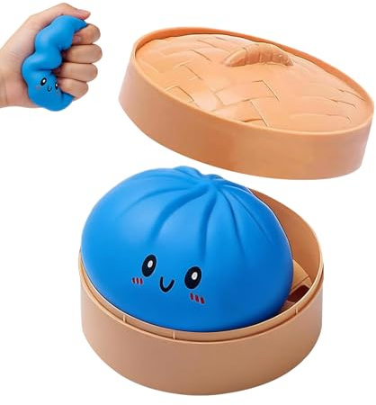 BommFu Simuliertes Dim-Sum-Quetschspielzeug Mit Dämpferbox | Weiches Stressspielzeug Für Erwachsene - Praktisches Anti-Stress-Spielzeug Für Studenten & Unterwegs