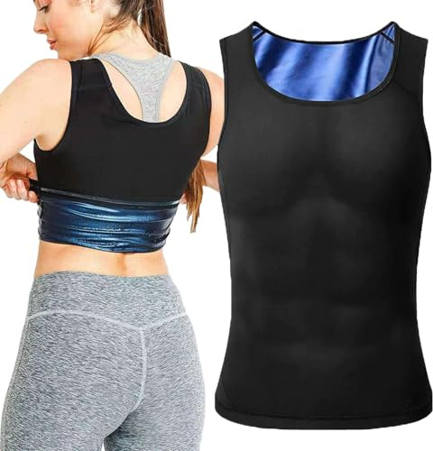 Vitsrisea Chaleco de sauna, jersey elástico, chaleco que mejora el sudor, traje de sauna de secado rápido para hombres, forma del cuerpo, soporte para la espalda, postura correcta
