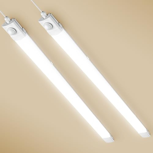 wowspeed LED Feuchtraumleuchte 120CM mit Bewegungsmelder 40W 4400LM Feuchtraumlampe 4500K, IP65 Wasserdicht Kellerleuchte, LED Werkstatt Deckenleuchte für Keller, Garage, Lager, Büro 2 Stück