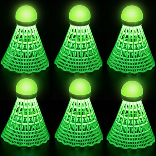 Joycabin Set di 6 palline da badminton a LED, in nylon, per volano