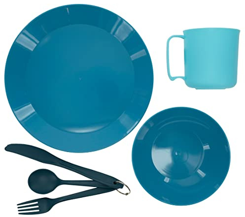 ust PackWare Dish Set with Mesh Bag, BPA Free Construction and Eating Utensils for Hiking, Camping, Backpacking, Travel and Outdoor Survival, Blue, One Size (20-02780)