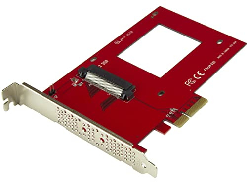 StarTech.com U.2 auf PCIe Adapter für 2,5 NVMe SSD SFF 8639 4x PCI Express 3.0 Karte Schnittstellenadapter 6,4 cm 2.5 Ultra M.2 Card x4 Rot | PCIe NVMe Adapter, abwaertskompatibel PCIe 3.0, belueftete Vollprofil-Halterung, treiberlos, Server