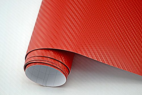 Neoxxim 4,57€/m² Auto Folie - 3D Carbon Folie - ROT - 100 x 150 cm - Meterware blasenfrei mit Luftkanälen Premium …