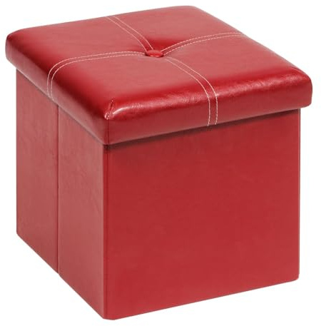 Bonlife Soffpall Vikbar låda med lock Säte Bröst Barn Vikbar kista Leksakslåda Säteslåda med lock 30x30x30cm Röd