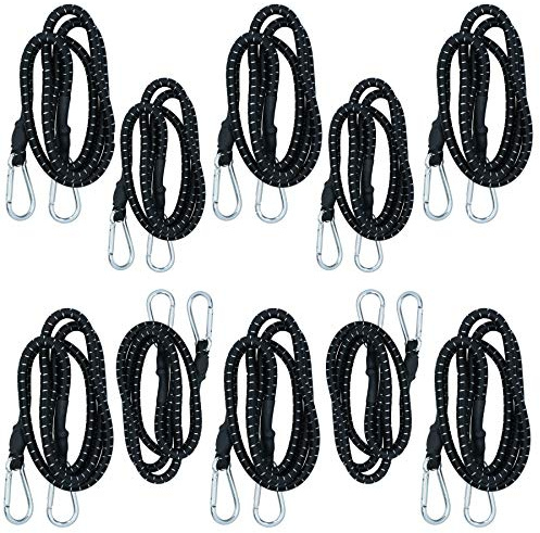 60 Bungee Strap with Metal Carabiners Hook Tie Down Fastener Holder 10pc