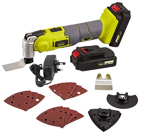 Cordless Oscillating Multi-Tool, DEWINNER 20V 2Ah Lithium-Ion, LED Variable Speed Universal Fit, Battery and Charger Include, 15-Piece Kit