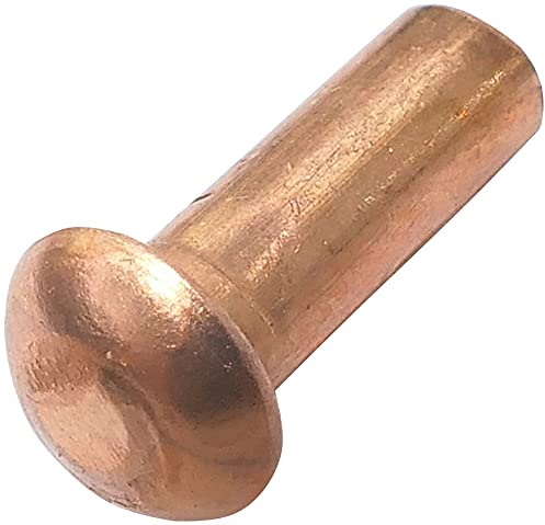 AERZETIX - C48027 - Satz von 50 Nieten aus kupfer - kupfernieten Ø3x8mm mit halbrundkopf - halbrundnieten - halbrundkopfniete - vollniet - DIN 660 - montage von teilen aus metall