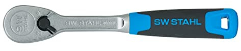 SW-Stahl 06094L Umschaltknarre 1/4 Zoll - High Torque Ratsche - 90 Zähne | Feinverzahnte Feinzahnratsche mit 135 Nm Drehmoment, 4 Grad Schwenkwinkel, 2-Komponenten-Griff und Chrom-Vanadium-Stahl