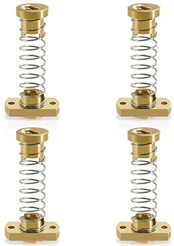 GZLCEU 4 Stk T8 Anti Rückschlag Mutter, 2mm Rastermaß, 8mm Anschlusshöhe | Messing Backlash Spaltmutter Federbelastete für Ender CR Tornado 3D Drucker CNC Z Achse 8mm Acme Gewindestange