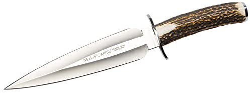 Muela CARIBÚ Jagdmesser, Hirschhorngriff, 21,5 Cm Klinge aus MOVA-Stahl, CARIBU.A + Mehrzweck-Geschenkkarte