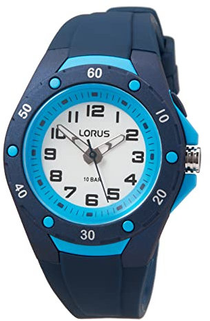Lorus Unisex Children's Analogue Quartz Watch with Silicone Strap R2371NX9, Blue, Strap.