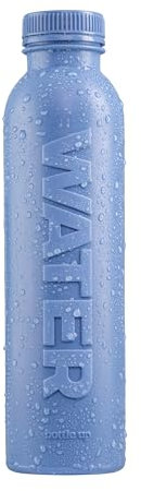 Bottle Up Reusable BPA Free Water Bottle 500ml — Prefilled With Pure Still Water | Plant-Based Sports Bottle Made From Cane Sugar (Stone Blue)