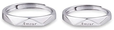 Hochzeit Ringe Silber 925 Paar, Ringe Paar Verstellbar Partnerringe Offen Vielseitiger Ring mit Gravur Amour