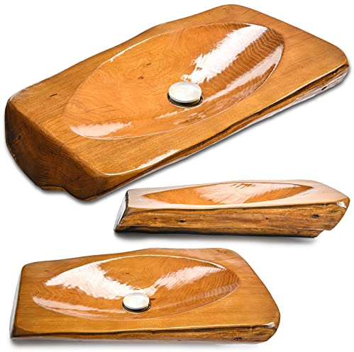 Lavabo da appoggio in legno naturale + valvola di scarico clack (U106)