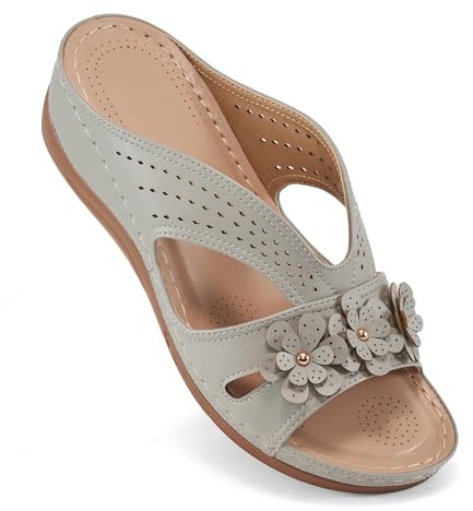 Ecetana Sandals for Women Wedge Shoes: Slip On Dressy Summer Comfortable Slides Sandals 2026 Casual Memory Foam Platform Shoes