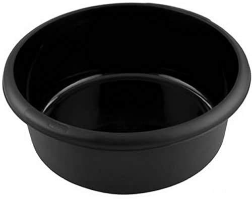 DECK INN Pack of 1 Plastic Large Black Round Washing Up Bowl, Sink Tidy Organizer, Multipurpose Basin Mixing Washing Up Bowl Great for Home and Kitchen