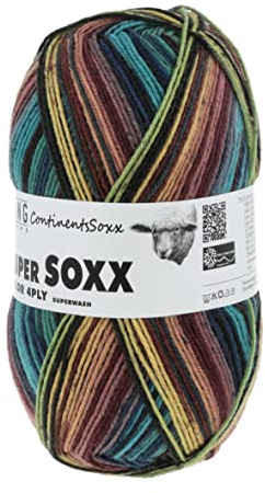 Lang Yarns - Super Soxx Color 4-fach 0402 grün gelb blau 100 g
