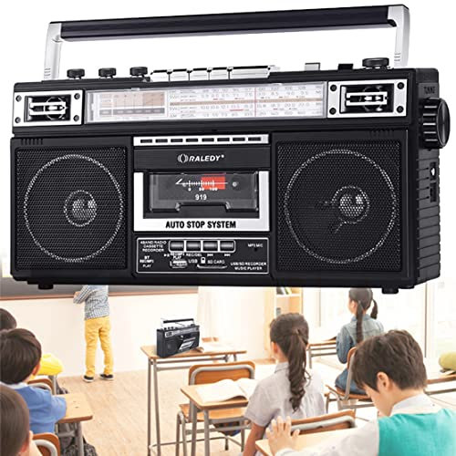Boombox MP3 - Registratore portatile a cassetta, con tre bande AM/FM/SW12, registrazione e trascrizione con OneClick