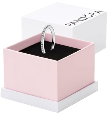 PANDORA Timeless Funkelnder Band-Ring aus Sterling Silber mit Cubic Zirkoniastein verziert, Größe: 52, 192999C01-52