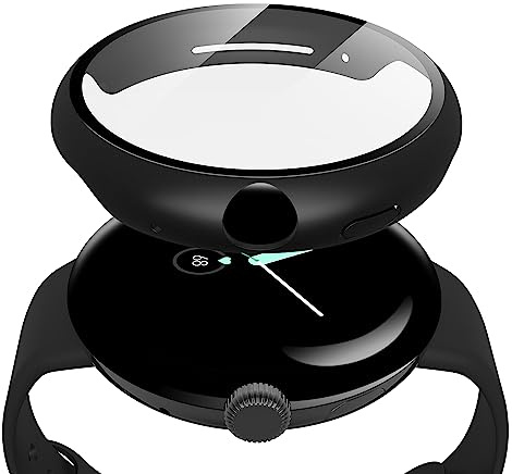 Misxi 2 Stück Schutzhülle für für Google Pixel Watch 2/Pixel Watch 41mm | Harte PC Hülle, Gehärtetes Glas-Displayschutz, Kratzfest Schutzfolie, Ultra-dünne Hoch Empfindlichkeit, Schwarz