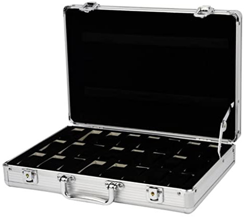 GaRcan Uhrengehäuse, Uhrenbox, 24 Fächer, Aluminium, Koffer, Koffer, Display, Aufbewahrungsbox, Uhrenaufbewahrung, Gehäuse, Uhrenhalterung, Uhrenboxen, Uhrenbox