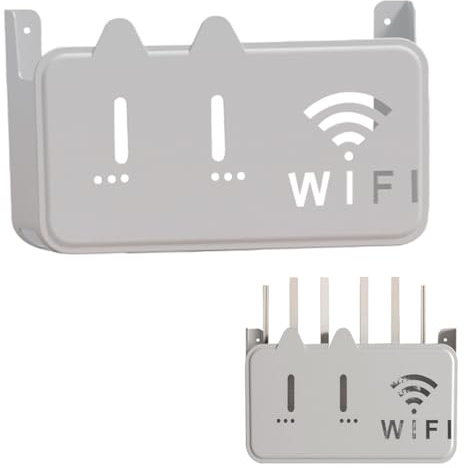 PUIOTEAI Router Shelf, Wifi Router Storage Box, Box Shelves for Wall, Wall-Mounted Wifi Storage Box for Storage of Wires, Routers, TV Set-Top Boxes, Remote Control, etc.(Color:Grau)