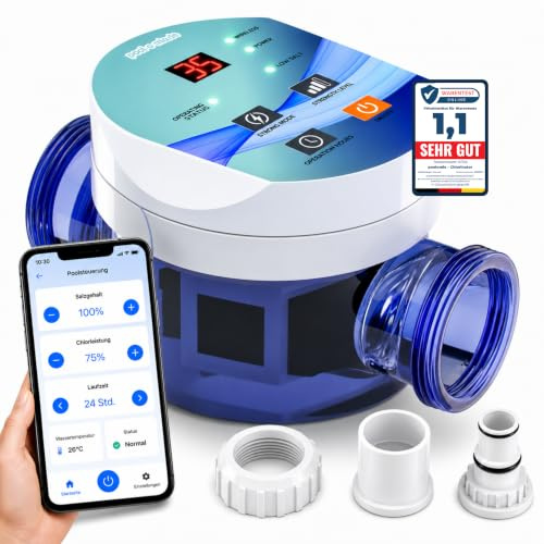 poolomio® Chlorinator Pool bis 45 m³, Salzwasseranlage 10 g/h mit App