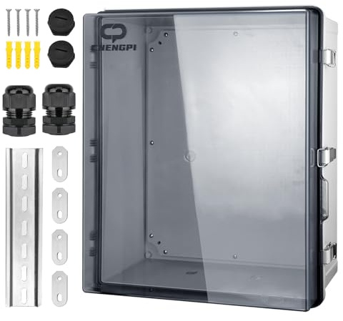 CHENGPI Boîte de Dérivation Electrique,Boitier Electrique Étanche avec Couvercle à Charnière,IP66 Boîte de Jonction en Plastique ABS,Couvercle Transparent Coffret Électrique 430x530x200MM