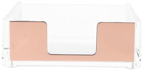 KOMBIUDA Notizblockhalter Für Büro Transparenter Memoblockspender Schreibtischorganizer in Roségold Kompakt Und Tragbar Für Haftnotizen Und Bürobedarf