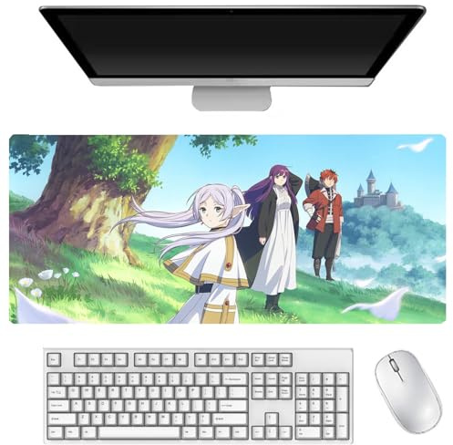 Frieren Mauspad, Frieren Beyond Journey's End Mousepad, Gaming-Mauspad, 900 x 400mm, Mauspad mit Rutschfester Gummiunterseite, Desktop-Büro Mauspad, Computer-Zubehör