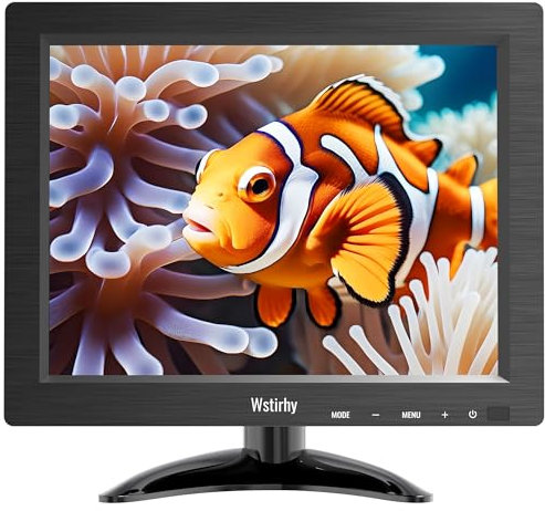 Wstirhy Monitor 9,7 Pulgadas 1024 x 768 LED pequeño con HDMI VGA AV BNC USB, Monitor CCTV para PC, Ordenador, Altavoz Integrado