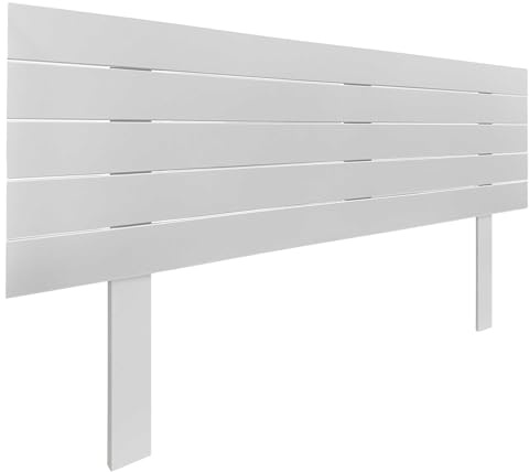 DHOME Testiera in Legno Riciclato DM con Gambe Stile Pallet Orizzontale Letto Pallet Supporti inclusi(Bianco Solido, 160cm)